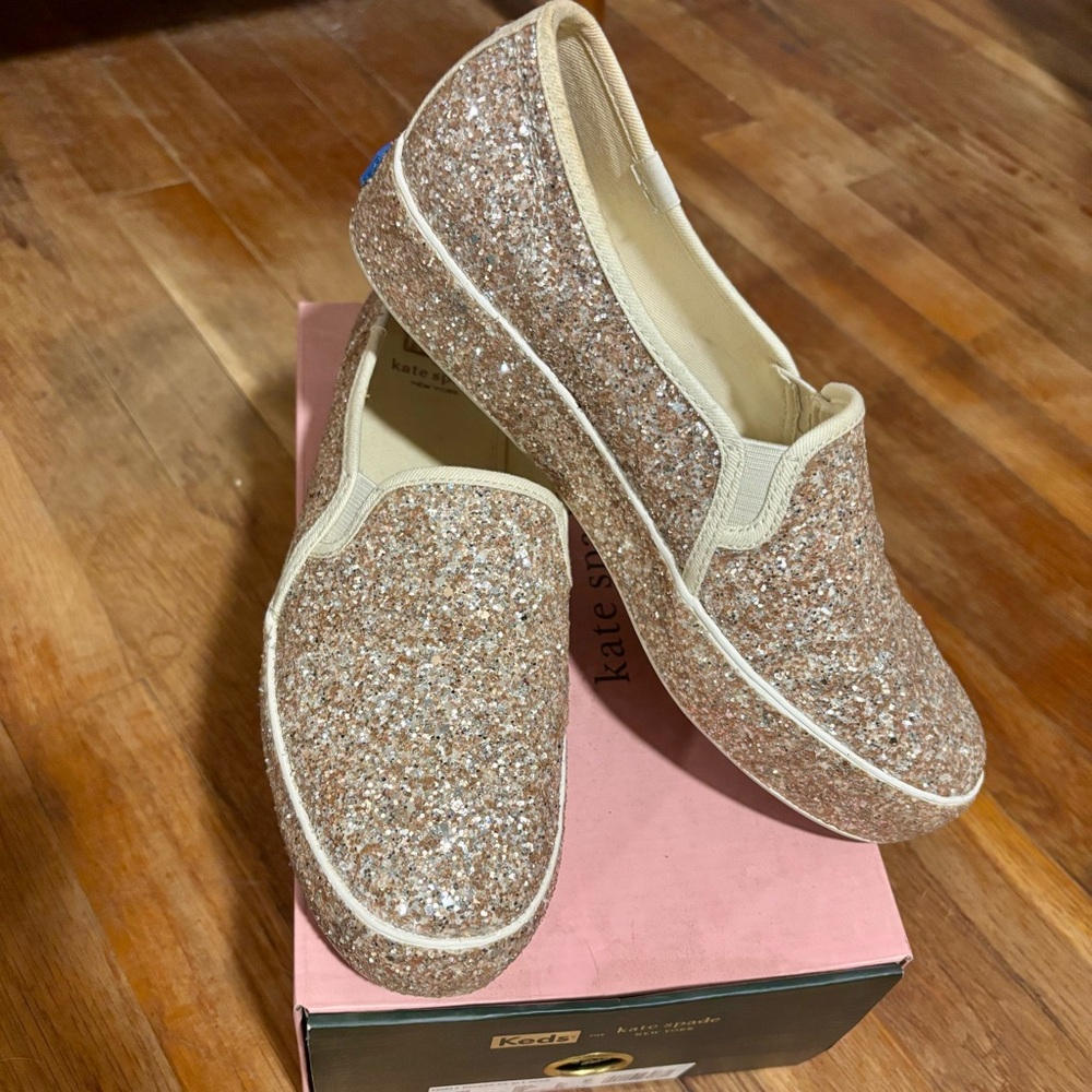 Kate Spade Sparkling Glitter Loafers - Gold
